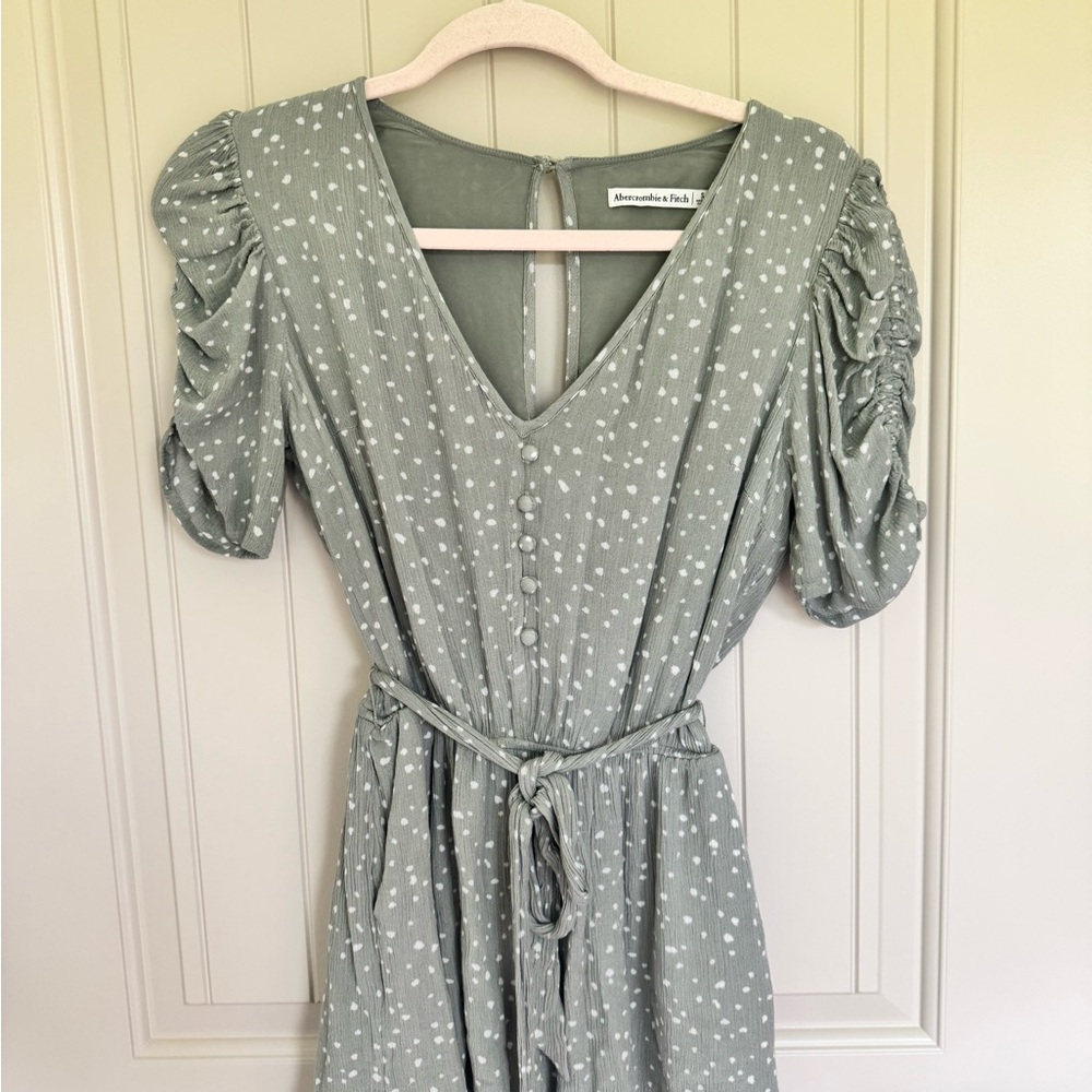 Abercrombie & Fitch Green Romper with White Polka Dots